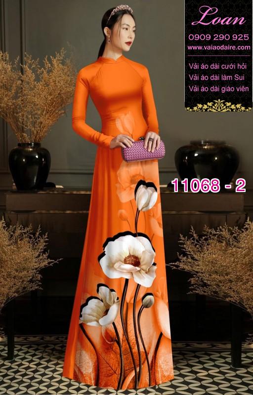 Vải áo dài hoa 3D