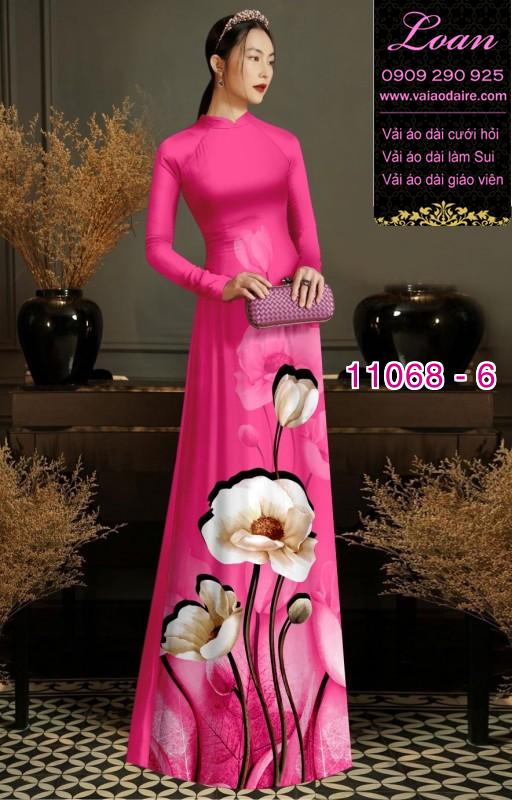 Vải áo dài hoa 3D