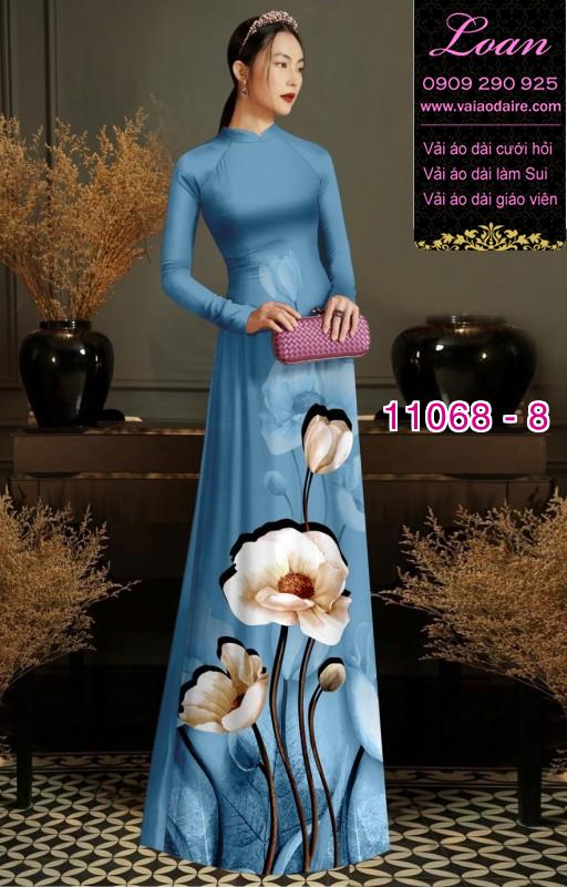 Vải áo dài hoa 3D