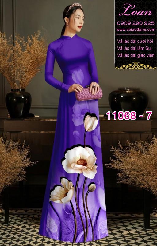 Vải áo dài hoa 3D