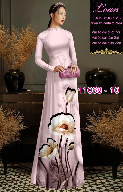 Vải áo dài hoa 3D