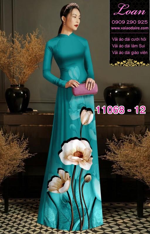 Vải áo dài hoa 3D