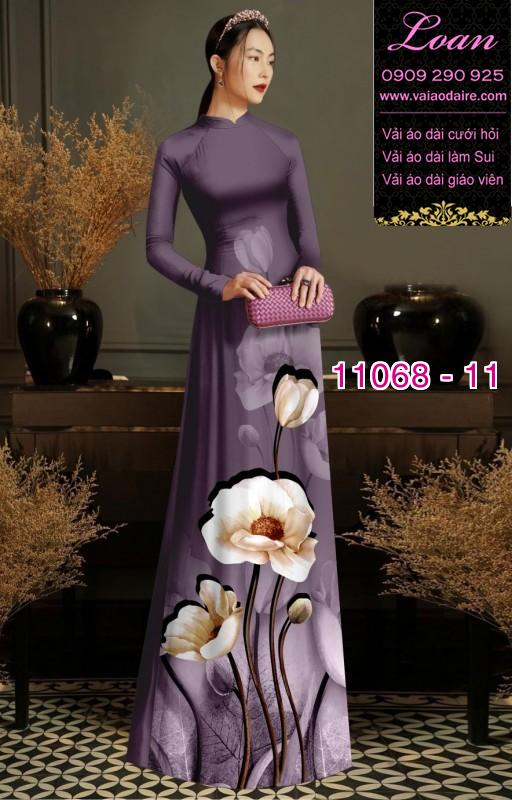 Vải áo dài hoa 3D