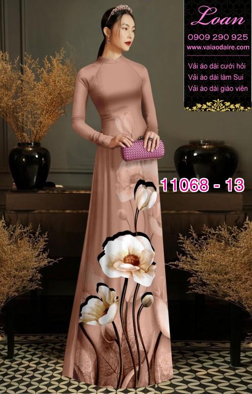 Vải áo dài hoa 3D