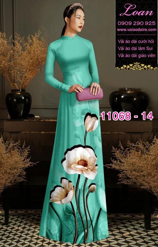 Vải áo dài hoa 3D