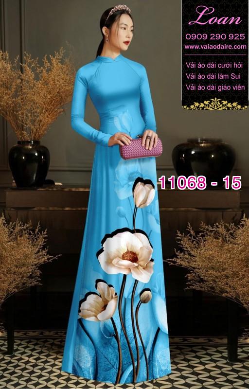 Vải áo dài hoa 3D