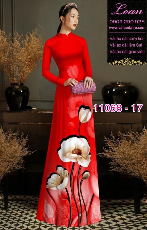 Vải áo dài hoa 3D