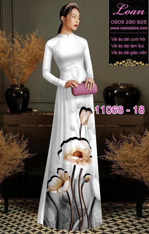 Vải áo dài hoa 3D
