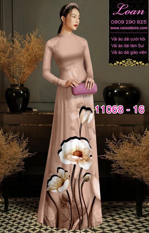 Vải áo dài hoa 3D