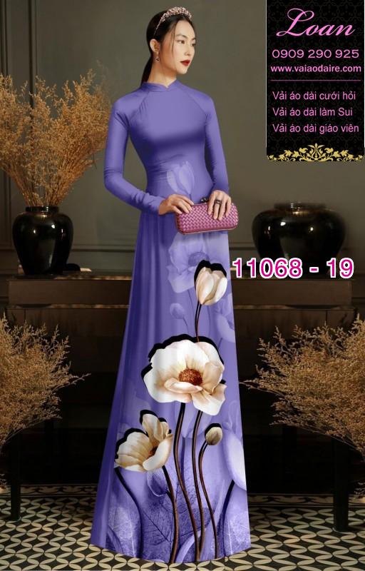 Vải áo dài hoa 3D