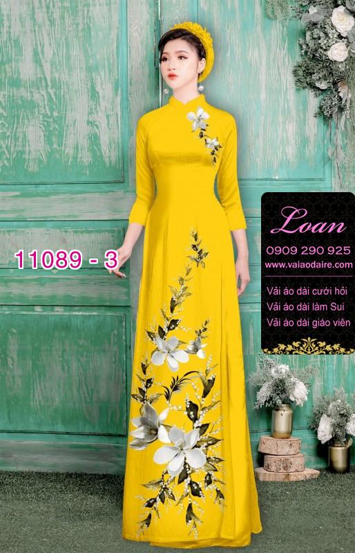 Vải áo dài hoa 3D