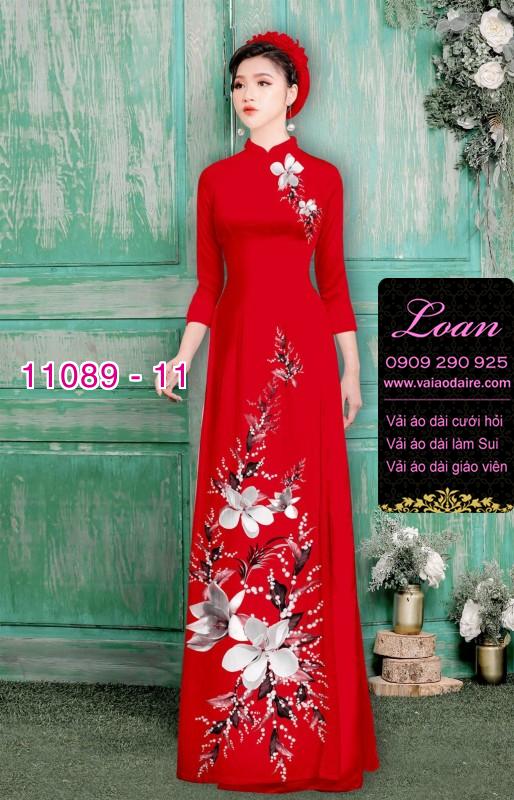 Vải áo dài hoa 3D