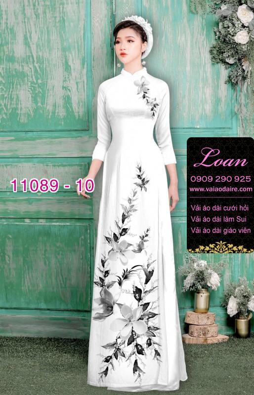 Vải áo dài hoa 3D