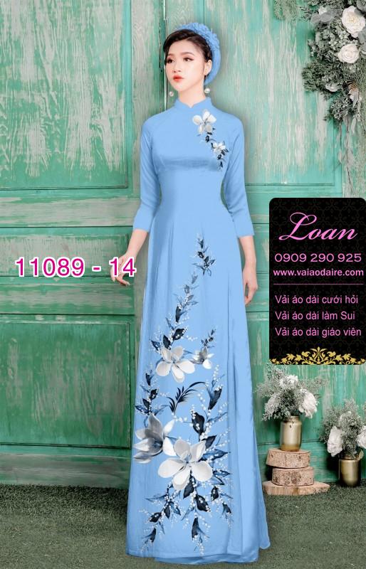 Vải áo dài hoa 3D