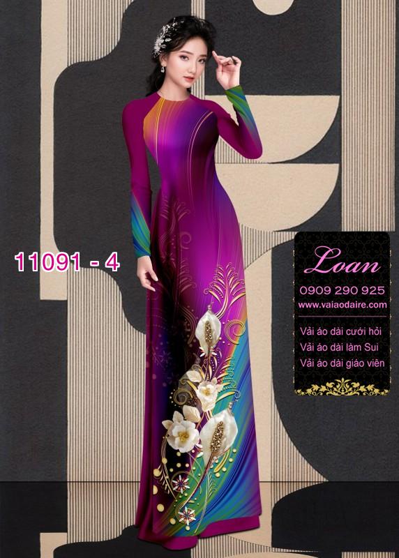 Vải áo dài hoa 3D
