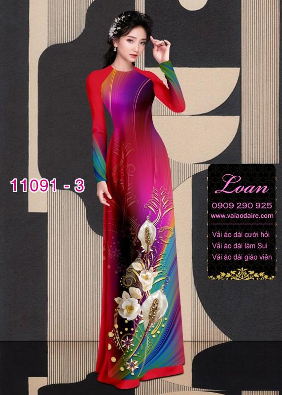 Vải áo dài hoa 3D