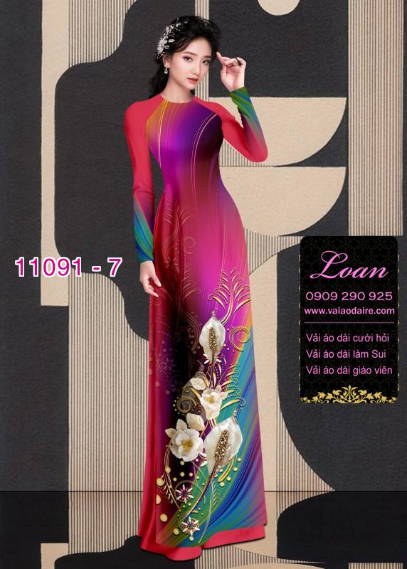 Vải áo dài hoa 3D