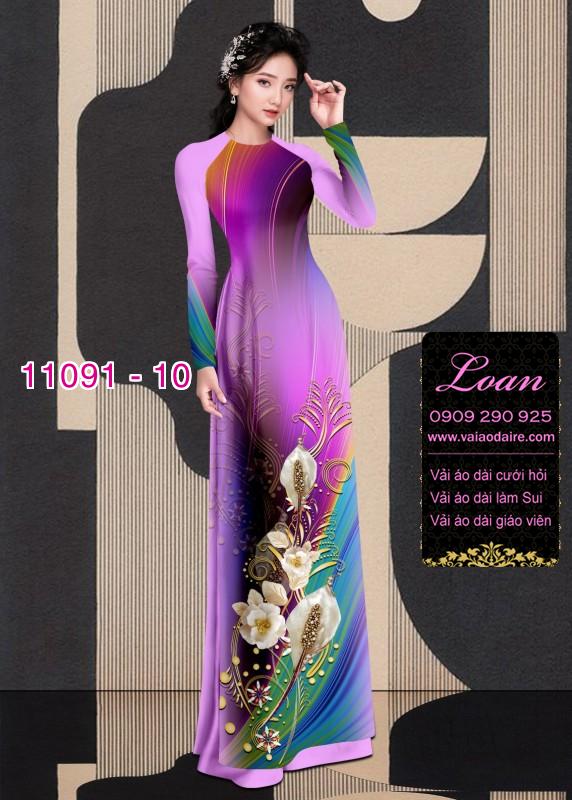 Vải áo dài hoa 3D