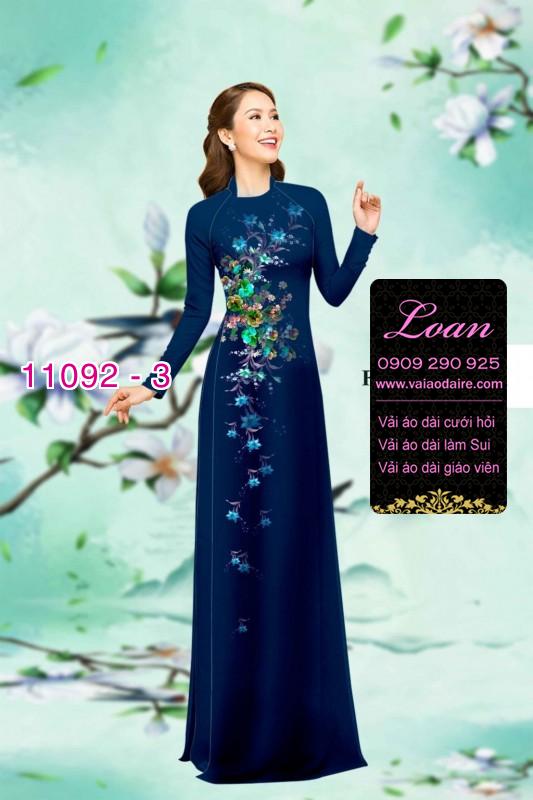Vải áo dài hoa 3D