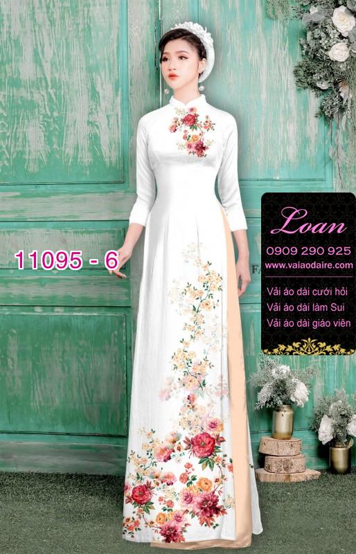 Vải áo dài hoa 3D