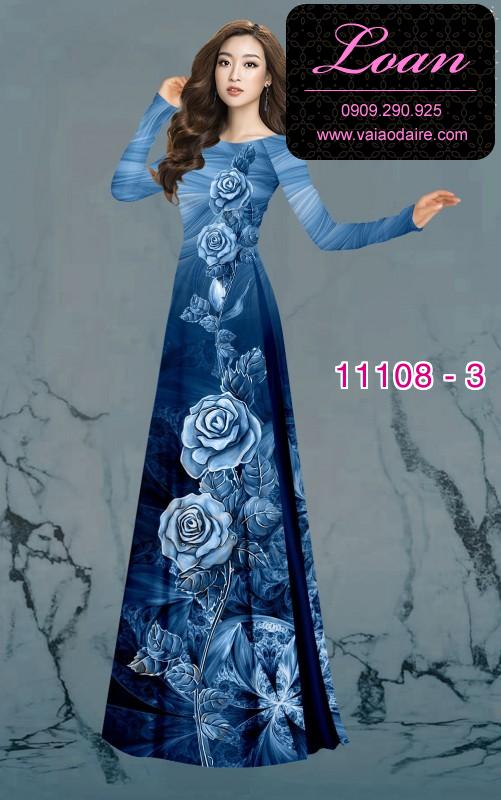 Vải áo dài hoa 3D