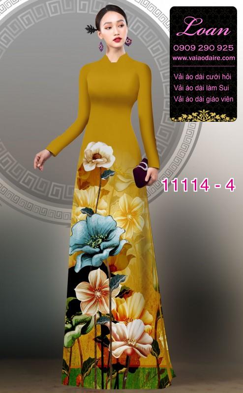 Vải áo dài hoa 3D