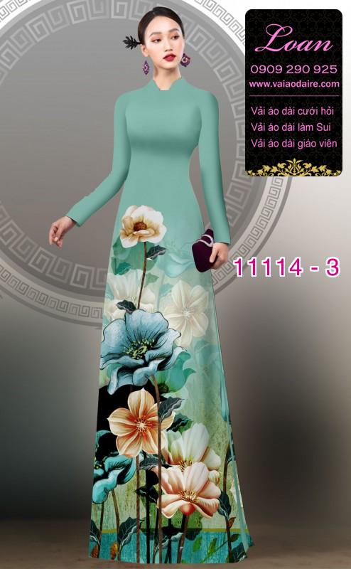 Vải áo dài hoa 3D