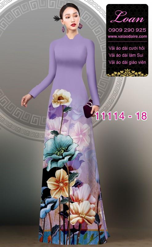 Vải áo dài hoa 3D