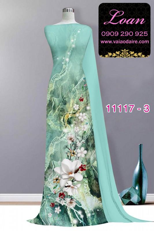 Vải áo dài hoa 3D