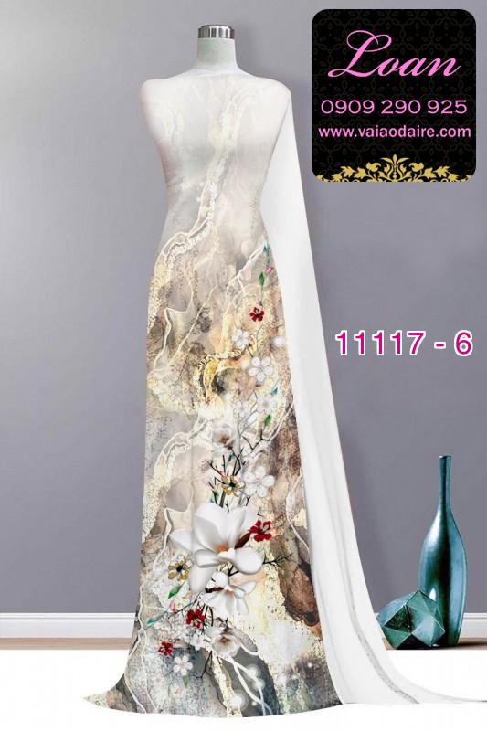 Vải áo dài hoa 3D