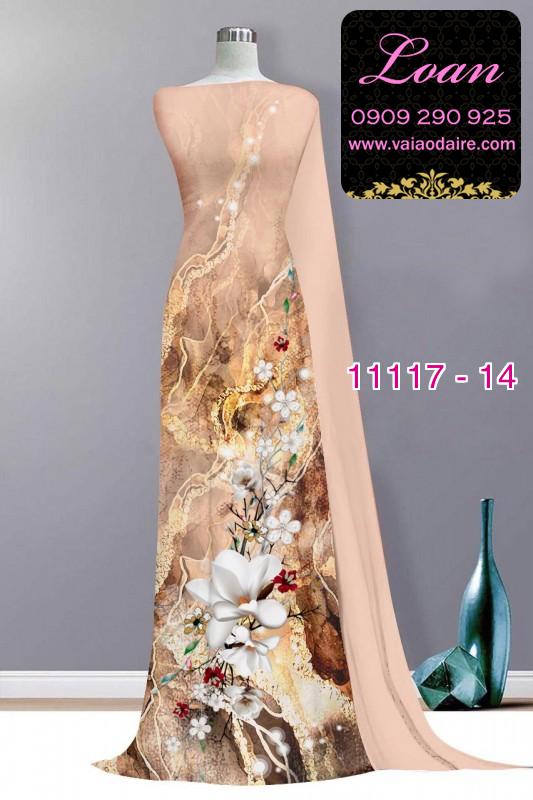 Vải áo dài hoa 3D
