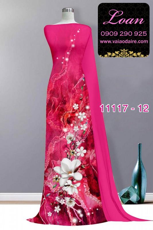 Vải áo dài hoa 3D