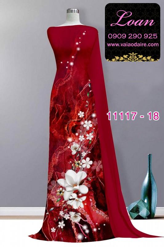Vải áo dài hoa 3D