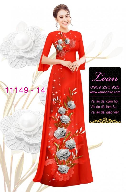 Vải áo dài hoa 3D