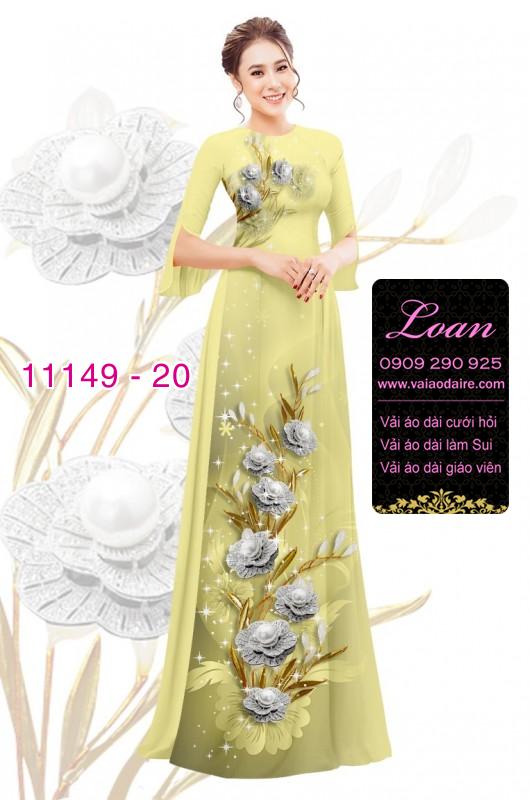 Vải áo dài hoa 3D