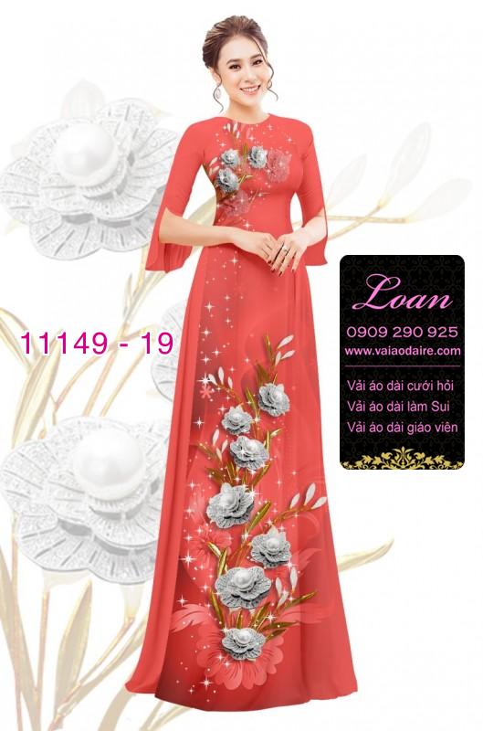 Vải áo dài hoa 3D