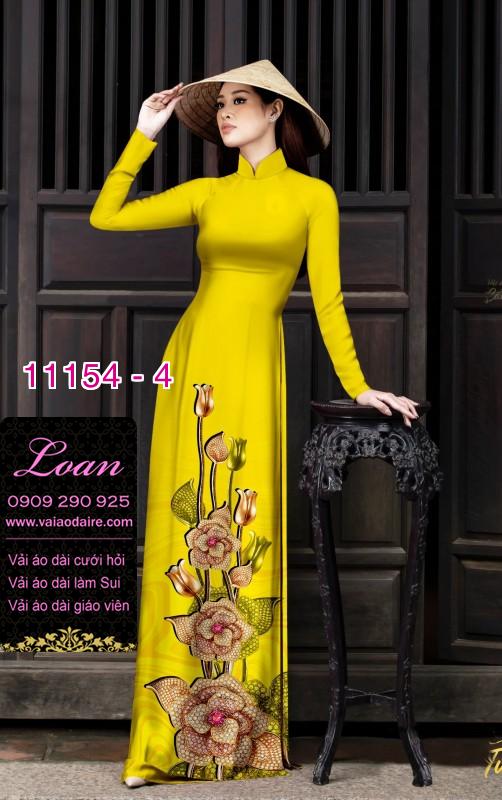 Vải áo dài hoa 3D