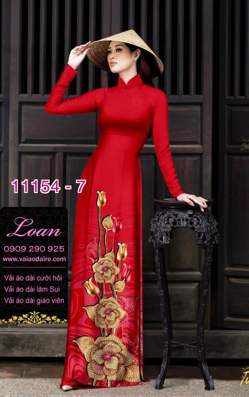 Vải áo dài hoa 3D