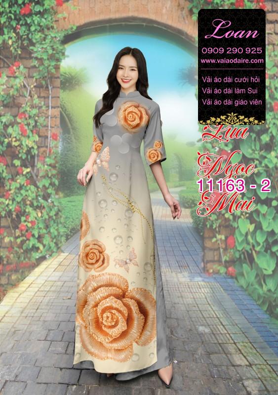 Vải áo dài hoa 3D
