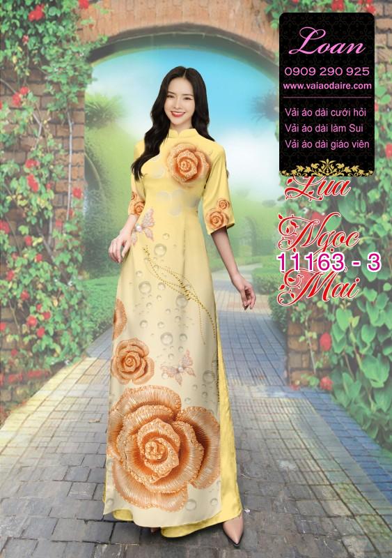 Vải áo dài hoa 3D