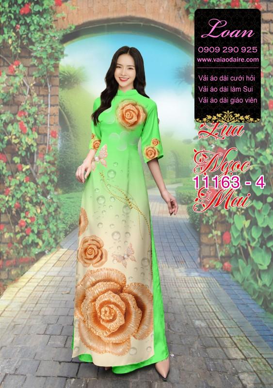 Vải áo dài hoa 3D