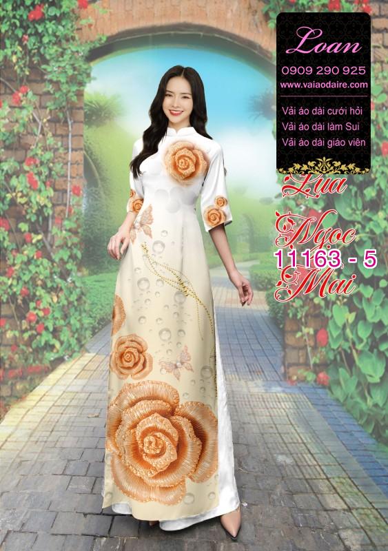 Vải áo dài hoa 3D