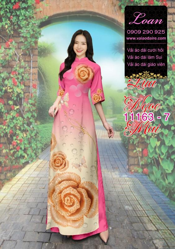 Vải áo dài hoa 3D