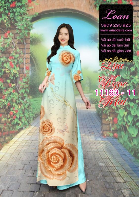 Vải áo dài hoa 3D
