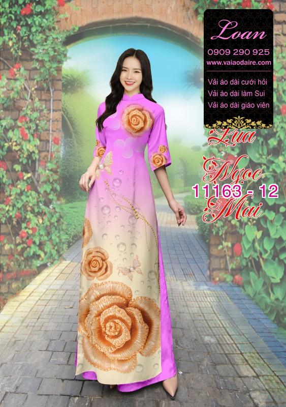Vải áo dài hoa 3D