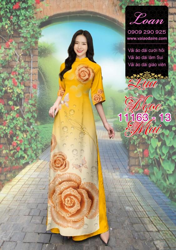 Vải áo dài hoa 3D