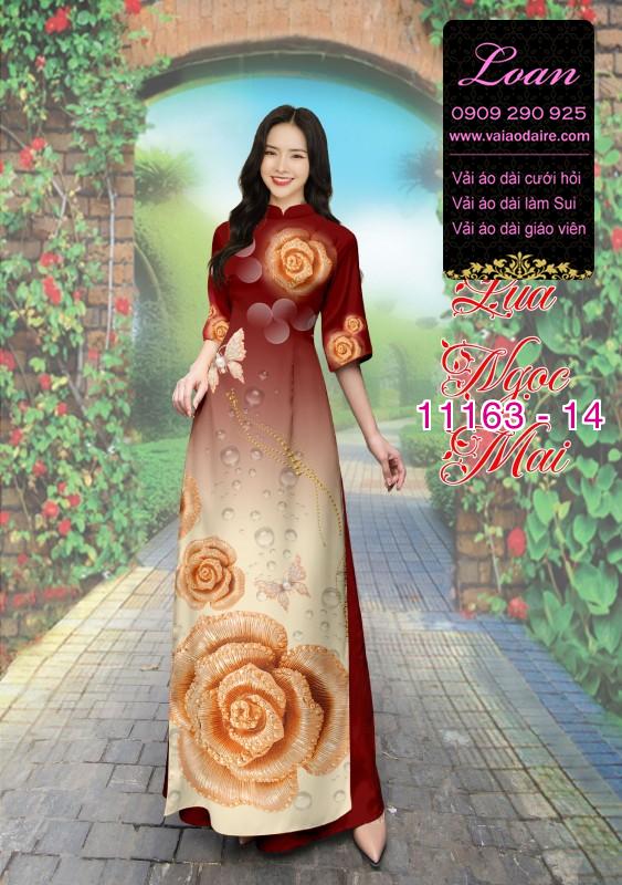 Vải áo dài hoa 3D