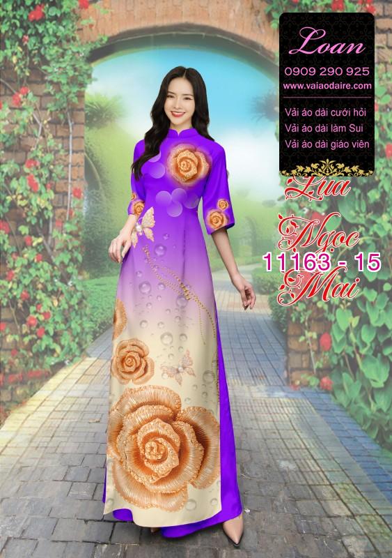 Vải áo dài hoa 3D