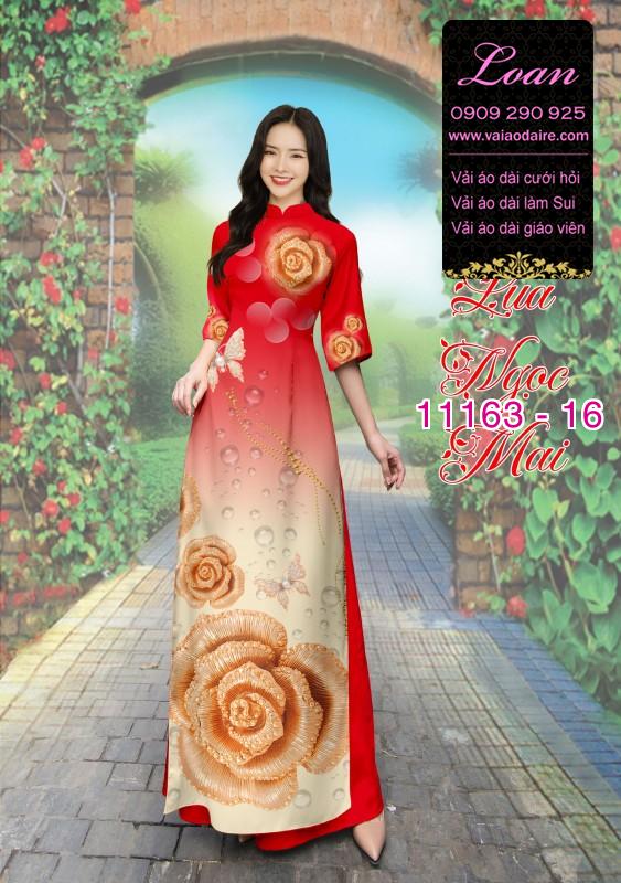 Vải áo dài hoa 3D