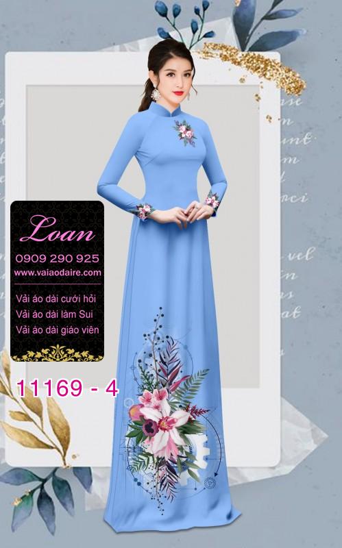 Vải áo dài hoa 3D